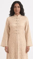 The Zahwan Lace Abaya with Mandarin Collar Detail - TAL by The Abaya Lab