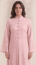 The Zahwan Lace Abaya with Mandarin Collar Detail - TAL by The Abaya Lab