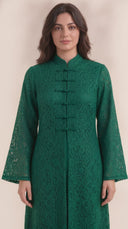 The Zahwan Lace Abaya with Mandarin Collar Detail - TAL by The Abaya Lab