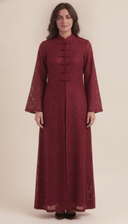 The Zahwan Lace Abaya with Mandarin Collar Detail - TAL by The Abaya Lab