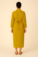 The Zaria Mustard Yellow Button - Down Modest Shirt Dress - The Abaya Lab