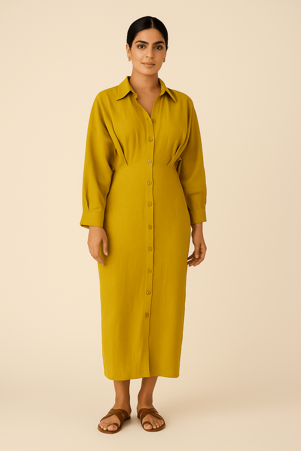 The Zaria Mustard Yellow Button-Down Modest Shirt Dress – TAL by The ...