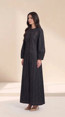 The Zuhra Button-Front Abaya with Contrast Topstitching - TAL by The Abaya Lab