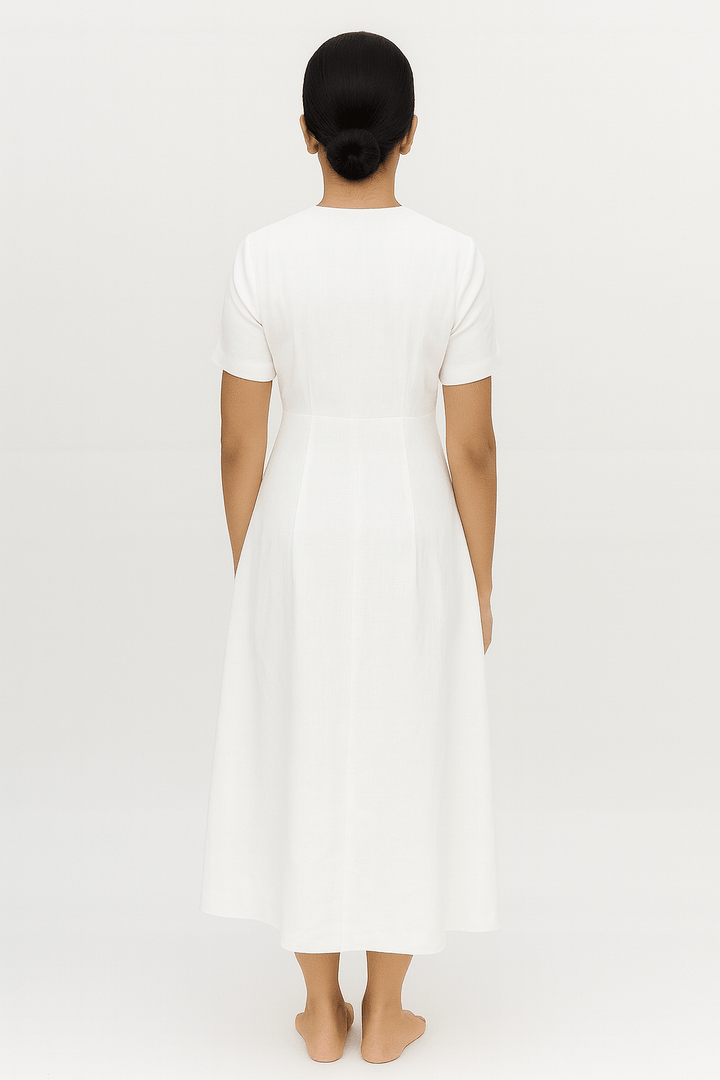 White Short Sleeve Cotton Mix Inner Dress - TAL by The Abaya Lab