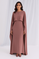 Yusra Mauve Modest Cape Gown - The Abaya Lab
